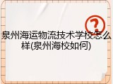 泉州海运物流技术学校怎么样(泉州海校如何)