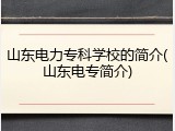 山东电力专科学校的简介(山东电专简介)