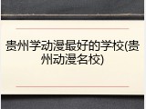贵州学动漫最好的学校(贵州动漫名校)