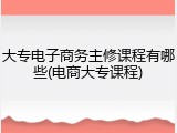 大专电子商务主修课程有哪些(电商大专课程)