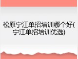 松原宁江单招培训哪个好(宁江单招培训优选)