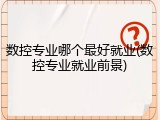 数控专业哪个最好就业(数控专业就业前景)