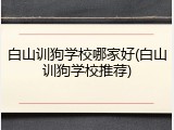 白山训狗学校哪家好(白山训狗学校推荐)
