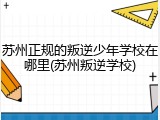 苏州正规的叛逆少年学校在哪里(苏州叛逆学校)