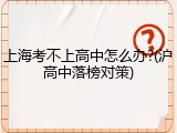 上海考不上高中怎么办?(沪高中落榜对策)