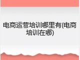 电商运营培训哪里有(电商培训在哪)