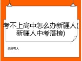 考不上高中怎么办新疆人(新疆人中考落榜)
