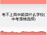 考不上高中能读什么学校(中考落榜选择)