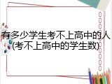 有多少学生考不上高中的人(考不上高中的学生数)