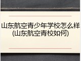 山东航空青少年学校怎么样(山东航空青校如何)