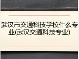 武汉市交通科技学校什么专业(武汉交通科技专业)