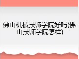 佛山机械技师学院好吗(佛山技师学院怎样)