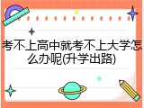 考不上高中就考不上大学怎么办呢(升学出路)
