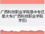 广西科技职业学院是中专还是大专(广西科技职业学院学历)