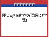 顶尖dj打碟学校(顶级DJ学院)