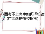 广西考不上高中如何择校读(广西落榜择校指南)