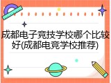 成都电子竞技学校哪个比较好(成都电竞学校推荐)