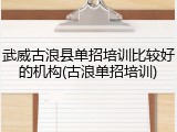 武威古浪县单招培训比较好的机构(古浪单招培训)