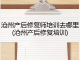 沧州产后修复师培训去哪里(沧州产后修复培训)