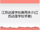 江苏动漫学校费用多少(江苏动漫学校学费)