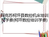 阿克苏柯坪县数控机床培训班学费(柯坪数控培训学费)