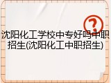 沈阳化工学校中专好吗中职招生(沈阳化工中职招生)