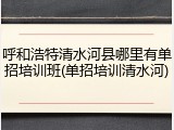 呼和浩特清水河县哪里有单招培训班(单招培训清水河)