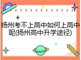 扬州考不上高中如何上高中呢(扬州高中升学途径)