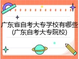 广东省自考大专学校有哪些(广东自考大专院校)