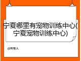宁夏哪里有宠物训练中心(宁夏宠物训练中心)