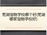 芜湖宠物学校哪个好(芜湖哪家宠物学校好)