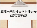 成都电子科技大学有什么专业(成电专业)