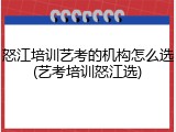 怒江培训艺考的机构怎么选(艺考培训怒江选)