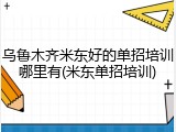 乌鲁木齐米东好的单招培训哪里有(米东单招培训)