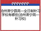 沧州肃宁县高一全日制补习学校有哪些(沧州肃宁高一补习校)