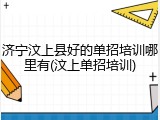 济宁汶上县好的单招培训哪里有(汶上单招培训)