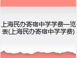 上海民办寄宿中学学费一览表(上海民办寄宿中学学费)