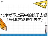 北京考不上高中的孩子去哪了好(北京落榜生去向)