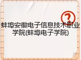 蚌埠安徽电子信息技术职业学院(蚌埠电子学院)