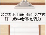 如果考不上高中读什么学校好一点(中考落榜择校)