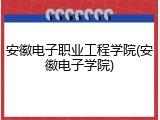 安徽电子职业工程学院(安徽电子学院)