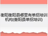 衡阳衡阳县哪里有单招培训机构(衡阳县单招培训)