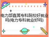 电力部直属专科院校好就业吗(电力专科就业好吗)