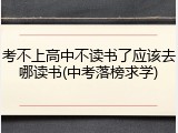 考不上高中不读书了应该去哪读书(中考落榜求学)