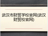 武汉市财贸学校官网(武汉财贸校官网)