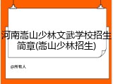 河南嵩山少林文武学校招生简章(嵩山少林招生)