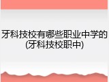 牙科技校有哪些职业中学的(牙科技校职中)