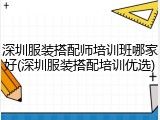 深圳服装搭配师培训班哪家好(深圳服装搭配培训优选)