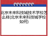 北京未来科技城技术学校怎么样(北京未来科技城学校如何)