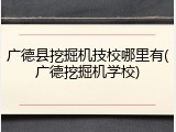 广德县挖掘机技校哪里有(广德挖掘机学校)